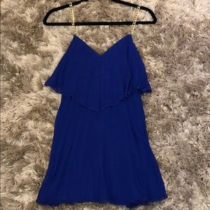 Chain strapped dark blue dress